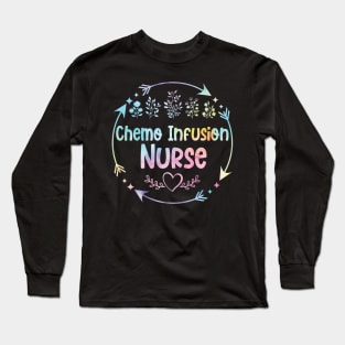 Chemo Infusion Nurse chemotherapy Nurse cute floral watercolor Long Sleeve T-Shirt